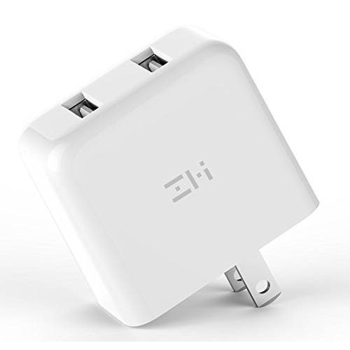 ZMI V2 충전 벽면 어댑터 for 아이폰 X/ Xs/ XS 맥스/ XR/ 8/ 7/ 6/ 플러스, 아이패드, 삼성 갤럭시 S10/ 10e/ 10 플러스/ S9/ S8/ S7/ S6/ S5/ 엣지/ 엣지+, LG, 모토로라, 폴더블 Prong 여행용 Plug 벽면 충전 with 2 USB Ports