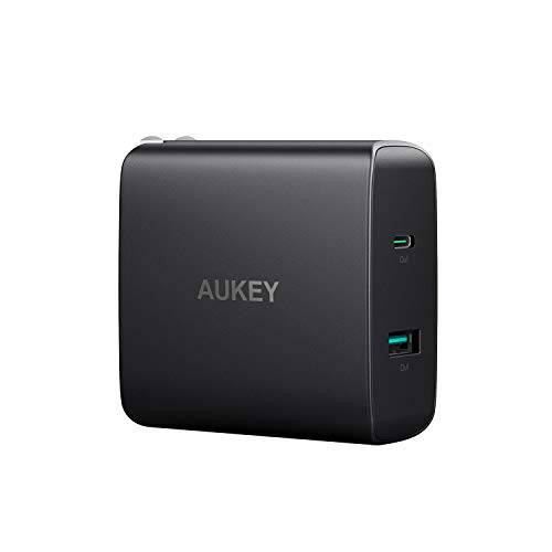 AUKEY USB C 충전 56.5W 2-Port 고속충전기 with 파워 Delivery 3.0, USB C 벽면 충전 with 폴더블 Plug, PD 충전 for 맥북 에어, 아이패드 프로, 아이폰 SE, 구글 Pixel 4 XL, Dell, LG, HP, 소니