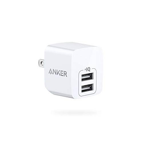 Anker USB 충전, Anker PowerPort Mini 듀얼 Port 폰 충전, 슈퍼 컴팩트 USB 벽면 충전 2.4A 출력&  폴더블 Plug for 아이폰 11/ 11 프로/ 맥스/ 8/ 7/ X, 아이패드 프로/ 에어 2/ Mini 4, 삼성 and More