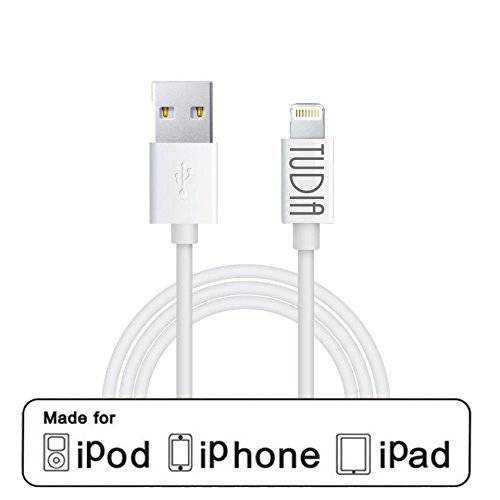 [애플 MFi 인증된] TUDIA 라이트닝 to USB 케이블 3ft/ 0.9m with 두꺼운 케이블 관절 for 아이폰 6 6Plus 5s 5c 5, 아이패드 에어 Mini mini2, 아이패드 4th gen, iPod 터치 5th gen, and iPod 소형 7th gen (화이트)