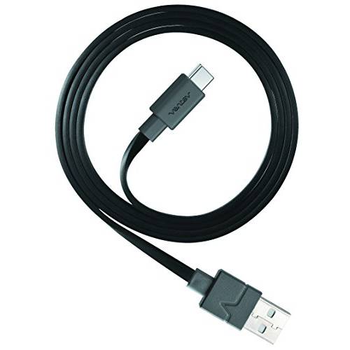 Ventev Chargesync 미니 USB 케이블 | USB-IF 인증된, Designed to 지원 커넥터 C 디바이스, Charges and 용이하게 Transfers Data to Most PC or 맥, 평평한, Tangle-Free 케이블 | 3.3ft 블랙