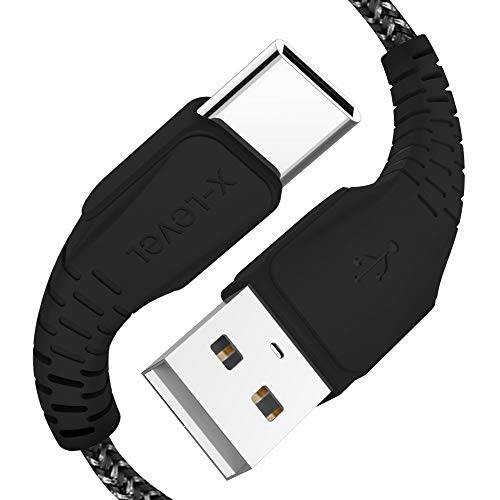 USB 타입 C 케이블, X-Level USB C 충전 (4ft) Nylon Braided USB A to USB C 고속충전 케이블 호환가능한 삼성 갤럭시 S9 S8 플러스 노트 9 8, LG V30 V20 G6 G5, Pixel XL, Nintendo Switch (블랙)