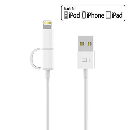 [3.3ft] ZMI 2-in-1 인증된 MFi and Micro-USB Combo 케이블 for iOS and 안드로이드, 1 M, 충전 and Data 동기화 for 아이폰, 아이패드, iPod, and More