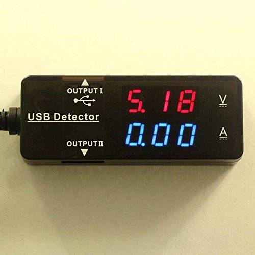 Soondar  파워 Meter with 투 USB Ports for 충전 and Data 동기화, 듀얼 밝은 LED 디스플레이 for Concurrent Real-time USB Current and 전압,볼트 모니터 for 아이폰 아이패드 갤럭시 스마트폰