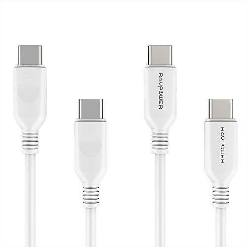 USB Type C Cable, RAVPower USB C to USB C Cable 2 Pack (3ft, 6ft) Fast Chargin Cord for Samsung Galaxy S9 Note 8 S8 Plus, LG G6 G5 V30 V20, Google Pixel, Nintendo Switch, New MacBook and More (White)