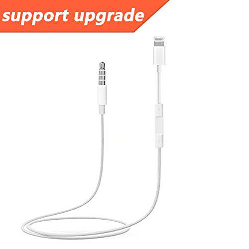 3.5mm Male Aux Stereo Audio Cable, Compatible with iOS 11 or Above, Car Aux Cable for iPhone X/ 8/7 / 7 Plus, for Car Home Stereo with Volume Control (White)