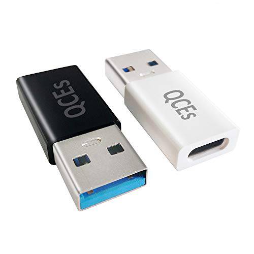 USB A to USB C 어댑터 2 Pack, QCEs USB-C Female to USB Male 3.0 어댑터 Updated for 타입 C to 랩탑,  보조배터리, 파워뱅크, 충전 and More 디바이스 with USB A Port