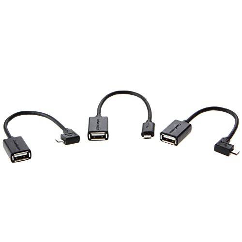 미니 USB OTG 케이블, CableCreation 3 Pack 미니 USB to USB Female OTG 케이블, On The 고 어댑터, 다양한 by 직선형, Left,  직각 호환가능한 with 플래시 드라이브 마우스, 키보드, 6 Inch 블랙