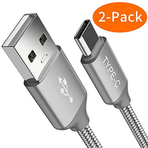 USB 타입 C 케이블, USB C to USB A Charger(3.3ft 2Pack) Nylon Braided 고속충전 케이블 호환가능한 삼성 갤럭시 S10 S9 S8 플러스, 노트 9 8, LG G6 G7 V30 V35, 구글 Pixel 2 XL, 넥서스 6P 5X, Moto Z2 Z3(Grey)