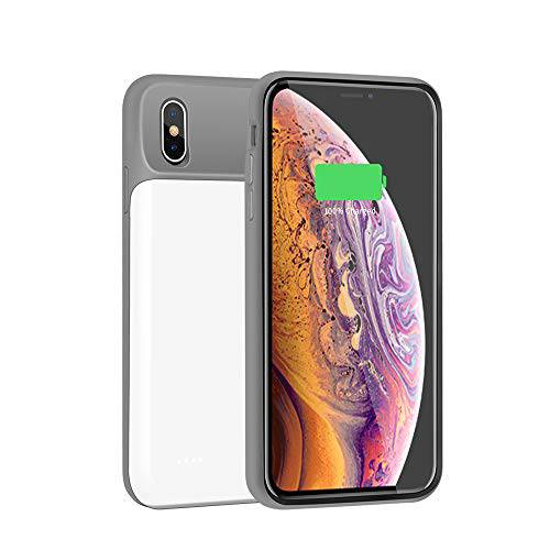 Charging Case for iPhone Xs Max Anjoron 4000mAh Backup Battery Charger Case for iPhone Xs Max 6.5inch Compatible with Lightning Earphone (White)