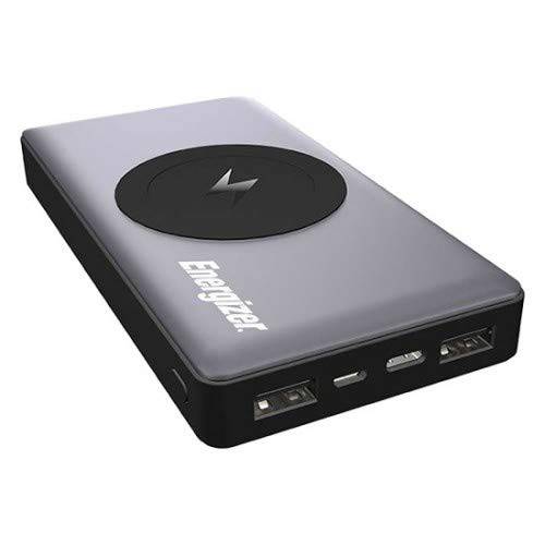 Energizer QE10000 - Qi Wireless 10,000mAh Power Bank (2 USB, 1 USB Type-C, 1 Micro USB). Quick Charge 3.0 (Black)