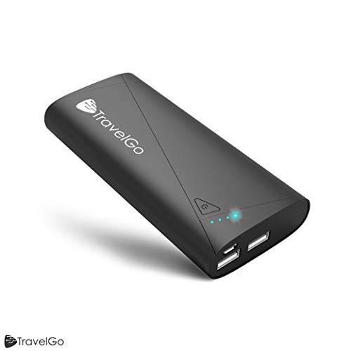 TravelGo  보조배터리, 파워뱅크 10400mah, 인증된 휴대용 여행용 충전, 듀얼 2 USB 배터리 Pack, Carry 파우치 Included, (맥스 5V/ 2.1A 출력, Li-Polymer) for 아이폰 11/ XR/ 8/ 7/ 6/ SE, 플러스, 아이패드, 갤럭시