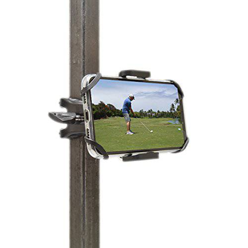 Golf Gadgets - 스윙 레코딩 시스템 | 골프 카트 or 풀 카트 마운트 for 스마트폰. 호환가능한 with 아이폰, 삼성 갤럭시, HTC, Any 폰. (바 마운트)