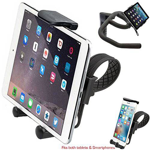 ChargerCity HDX2 Strap-Lock 마운트 for 실내 자전거 Treadmill 운동 스핀 자전거 Helm w/ 태블릿, 태블릿PC 스마트폰 홀더 for 애플 아이패드 미니, 미니사이즈 에어 프로 아이폰 XR XS 맥스 X 8 플러스 삼성 갤럭시 탭 S10 S9 노트