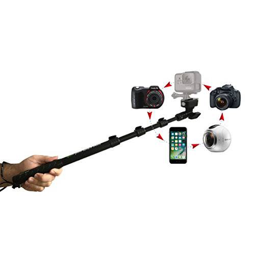 Quik Pod 스포츠 방수 고프로 Selfie 스틱 내구성이 강한 알루미늄 구조 솔트 - 방수 확장 가능 암 15.5 ~ 39 인치 360도 팬 및 틸트