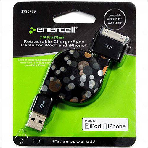 Enercell Golden 도트 USB 접이식 동기화/ 충전 2.46 Feet Data 케이블 USB 충전 for 30-Pin 아이패드 2 3 아이폰 3G 3GS 4 4S iPod 터치 클래식 영상 소형