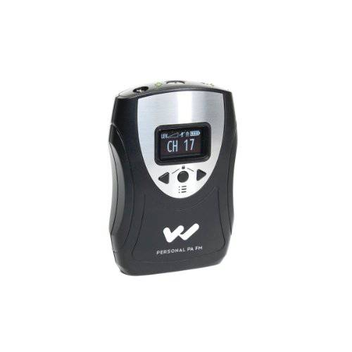 Williams Sound PPA T46 개인 PA Body-Pack 송신기, 블랙/ 실버, 1.25 OLED 인터페이스 디스플레이 ( 마스터& Aux 볼륨 레벨, 마이크 음소거, 조절 잠금, 배터리 레벨)