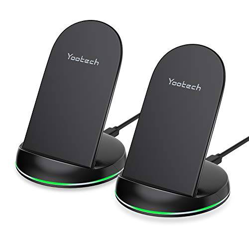 yootech [2 Pack] 무선 충전 Qi-Certified 10W 맥스 무선 충전 스탠드 호환가능한 아이폰 SE 2020 11 11 프로 11 프로 맥스 Xs 맥스 XR Xs X 갤럭시 S20 노트 10 S10 플러스 S10ENo AC 어댑터 with