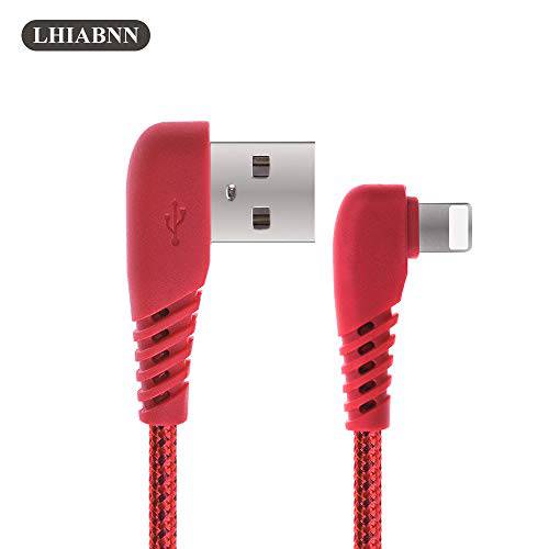 LHIABNN 3FT 90-Degree 직각 Braided USB 충전 Data 케이블 호환가능한 with 휴대폰, 스마트폰 X/ 8/ 8Plus/ 7/ 7Plus/ 6S/ 6/ 5/ 5S/ 5C