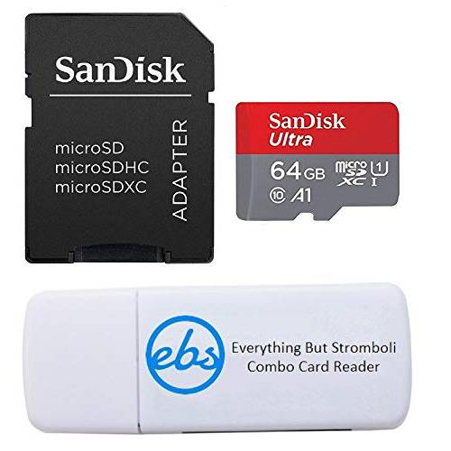 샌디스크 64GB SDXC 미니 울트라 메모리 카드 번들,묶음 Works with 모토로라 Moto G7, G7 Play, G7 플러스, G7 파워 (SDSQUAR-064G-GN6MN) 플러스 (1) Everything But 스트롬볼리 (TM) Combo 카드 리더, 리더기