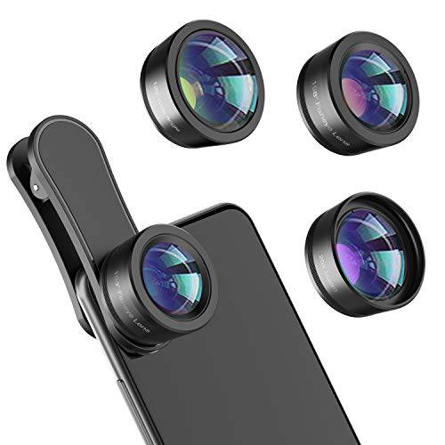 폰 카메라 Lens, 	업그레이드된 3 in 1 폰 렌즈 kit-198° 어안 Lens+ Macro Lens+ 120° 와이드 앵글 Lens, Clip on 휴대폰, 스마트폰 렌즈 키트 호환가능한 with 아이폰, 아이패드, Most 안드로이드 폰 and 스마트폰