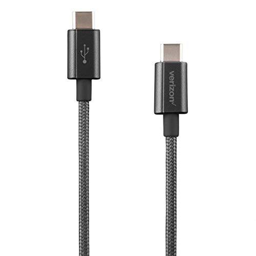 Verizon 4-ft USB-C to USB-C Braided Charge-and-Sync 케이블, 블랙