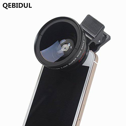 QEBIDUL  범용 Clip 프로페셔널 37MM 49mmUV HD 카메라 렌즈 Kit 0.45X 슈퍼 와이드 앵글 12.5X 슈퍼 Macro 휴대용 폰 렌즈 For 아이폰 6 플러스 5S 4S 삼성 S6 S5 노트 4 샤오미 and 홍미 4