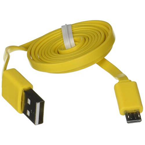 Reiko 39.9-Inch Tangle-Free 평평한 미니 USB Data 케이블 - Non-Retail 포장, 패키징 - Yellow