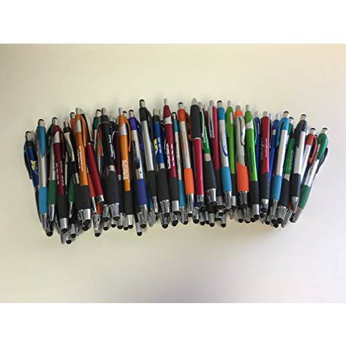 100 Lot Misprint 잉크 Pens,펜 with 소프트 팁 스타일러스 for 터치 스크린, 다양한 배럴
