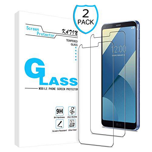 KATIN LG G6 화면보호필름, 액정보호필름 - [2-Pack] (Japan 강화유리) LG G6/ LG G6 플러스 화면보호필름, 액정보호필름 간편 to Install, 기포 방지, 9H 강도 with 평생 교체용 워런티