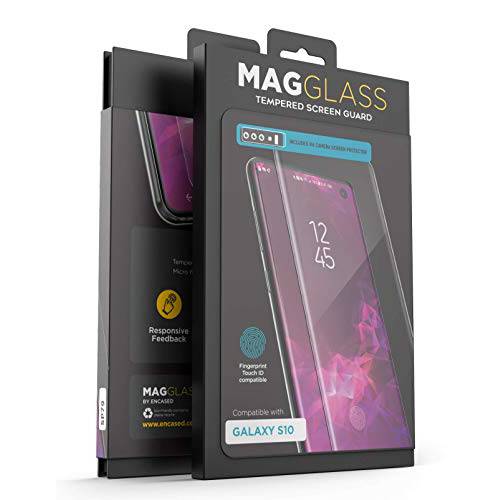 Magglass 삼성 갤럭시 S10 강화유리 화면보호필름, 액정보호필름 w/ in 스크린 지문인식 센서 - Anti 기포 UHD 투명 스크레치 방지 디스플레이 방지 (케이스 호환가능한)