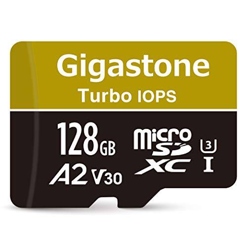 Gigastone 128GB 미니 SD 카드, A2 V30 UHS-I U3 Class 10 메모리 카드, 게임 프로 닌텐도스위치 호환가능한, Run 어플 for 스마트폰, UHD 4K 영상 레코딩, 4K 게이밍, 읽기/ 쓰기 100/ 50 MB/ s