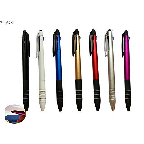 7 Pack 멀티 컬러 스타일러스 Pens,펜 for 터치 스크린 2 in 1 정전식 스타일러스 3 컬러 잉크 in one 볼펜 Shuttle Pens,펜 for 얇은굵기 드로잉 Writing