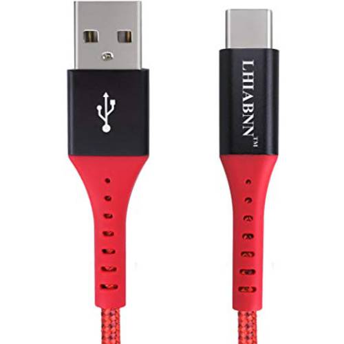 PD USB C 케이블, Nylon Braided 고속충전 타입 C 케이블, PD USB C to USB A 양면 케이블 호환가능한 with 삼성 갤럭시 S10 10e 노트 10 9 S9 S8 플러스 LG V30 V20 G6, 구글 Pixel (Pack of 2) (레드)