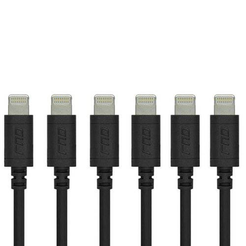 RND 애플 인증된 라이트닝 USB 6ft 케이블 (6-Pack) for 아이폰 (Xs, XS 맥스, XR, X, 8, 8 플러스, 7, 7 플러스, 6, 6 플러스, 6S, 6S 플러스) 아이패드 (프로, 에어, Mini) and iPod (6 Feet/ 블랙)