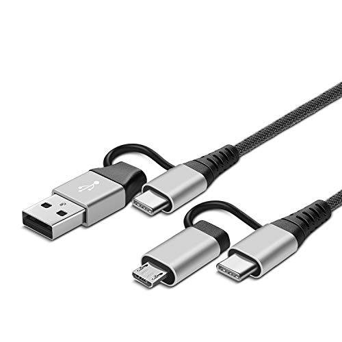 TNP USB 타입 C 케이블 (3FT) 고속충전 케이블 w/  USB-C (Female) to Micro USB& USB A (Male) 어댑터 컨버터 커넥터 Plug - 고속충전 케이블 Nylon Braided 충전 케이블 Wire 케이블