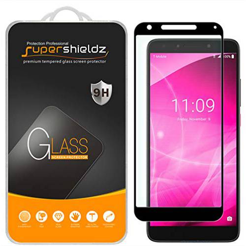 (2 Pack) Supershieldz for T-Mobile (Revvl 2 플러스) 강화유리 화면보호필름, 액정보호필름, (풀 스크린 Coverage) Anti 스크레치, 기포 방지 (블랙)