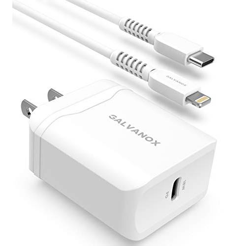 Galvanox 고속충전기 for 아이폰 11/ 11 프로 맥스 (PD) 울트라 고속충전 월 Plug with MFi 애플 인증된 USB C to 라이트닝 케이블 (18W 파워 어댑터) - 화이트