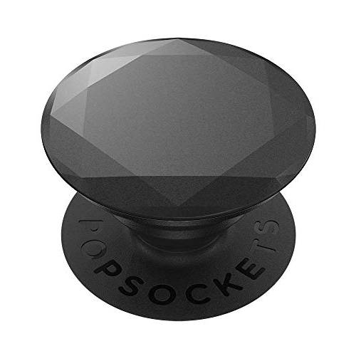 PopSockets PopGrip - 확장형 지지대 and 그립 with 스왑가능 탑 - 메탈릭, 메탈 다이아몬드 블랙