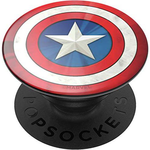 PopSockets: PopGrip with 스왑가능 탑 for 폰&  태블릿 - 마블 - Captain American Icon