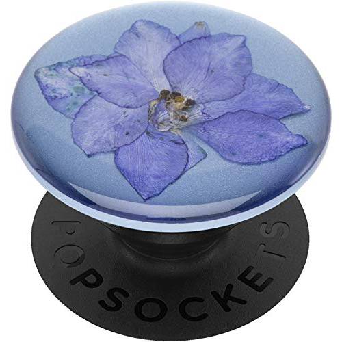 PopSockets: PopGrip with 스왑가능 탑 for 폰 and 태블릿 - 고정 플라워 Larkspur 퍼플