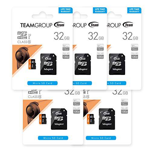 TEAMGROUP Micro SDHC UHS-I 32GB 5-Pack 메모리 카드 어댑터포함 TUSDH32GUHS59