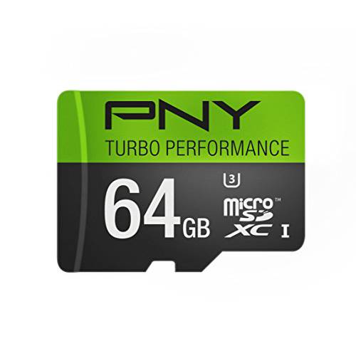 PNY U3 Turbo 퍼포먼스 64GB 고속 MicroSDXC Class 10 UHS-I, up to 90MB/ sec 조명 카드 (P-SDUX64U390G-GE)