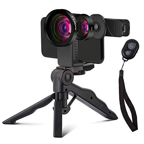 폰 카메라 렌즈 프로 - ANGFLY 4K HD 2 in 1 Aspherical 넓이 Angle Lens&  슈퍼 Macro Lens, Clip-On 휴대폰, 스마트폰 카메라 Lenses 호환가능한 with 아이폰, 안드로이드, 삼성 휴대용 폰 and 태블릿