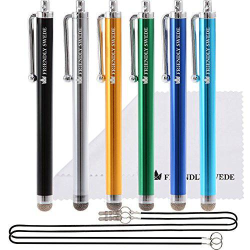 The 친화적 Swede 번들,묶음 of 6 Micro-Knit 하이브리드 파이버 팁 범용 정전식 스타일러스 Pens,펜