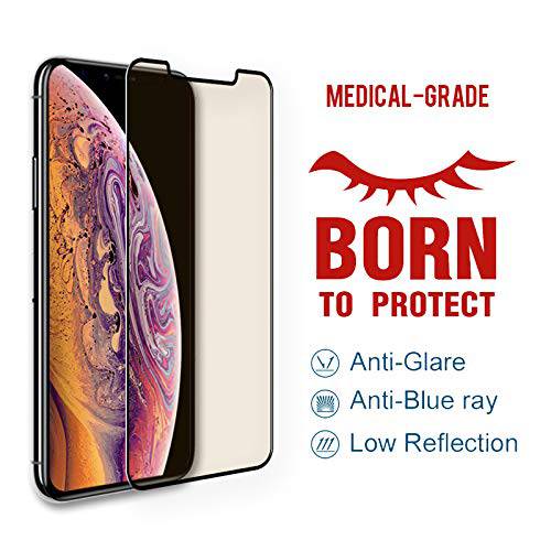 PERFECTSIGHT [Medical-grade] Anti 글레어 화면보호필름, 액정보호필름 for 애플 아이폰 11 프로 2019, 아이폰 Xs/ X/ 10, [Anti 8 Radiations, Anti 시력 피로, Better 슬립 Work] 블루라이트 필터 강화유리