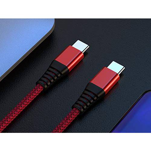 USB C to USB C 케이블, [3A, 60W Fast 충전], iFlash USB Type-C to 타입 C 충전 듀러블 Braided 케이블 호환가능한 갤럭시 노트 10, 구글 Pixel 3 2 XL, S10 S8 S9 플러스, 넥서스 6P, 맥북 프로 (레드, 6 ft)