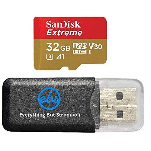 샌디스크 Extreme V30 A1 32GB 마이크로SD 메모리 카드 4K SDHC Works with DJI Mavic 미니 드론 Flycam 번들,묶음 with (1) Everything But 스트롬볼리 Micro 카드 리더,리더기