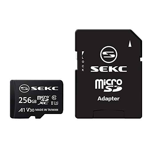 SEKC 256GB Micro SDXC 메모리 카드 어댑터포함 - UHS-I U3, A1, V30, 4K, C10, Micro SD - SV30A1256
