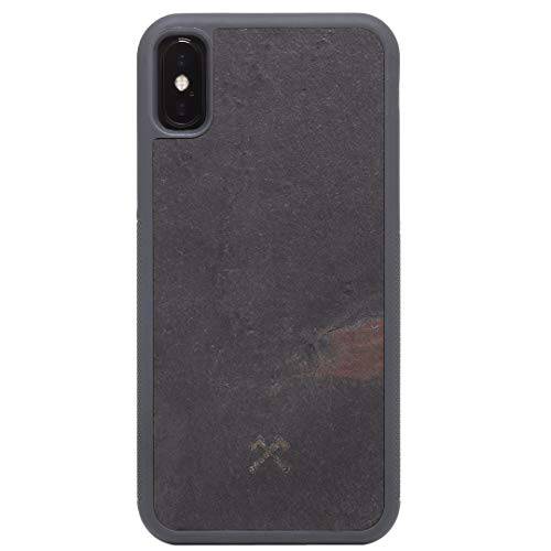 Woodcessories - 리얼 Stone 케이스 호환가능한 with 아이폰 X/ Xs, EcoBump Stone (Volcano Black)
